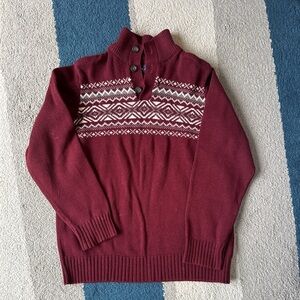 Kids Burgundy Sweater with button up Quarter collar